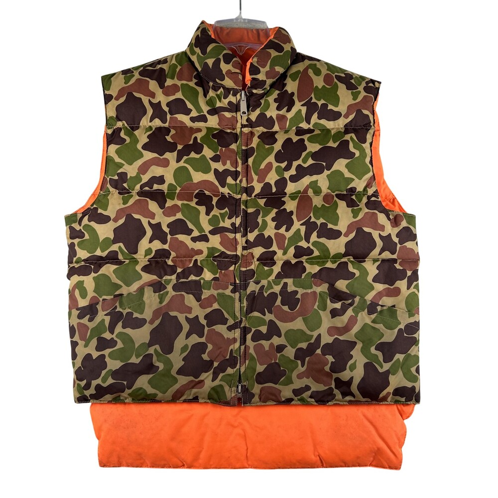 Vintage Sportsman's Choice Vest Mens Medium Camo Down Blaze Puffer Hunting 90s